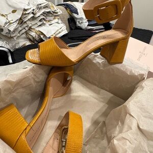 Chinese Laundry Mustard Yellow Block Heel Sandals